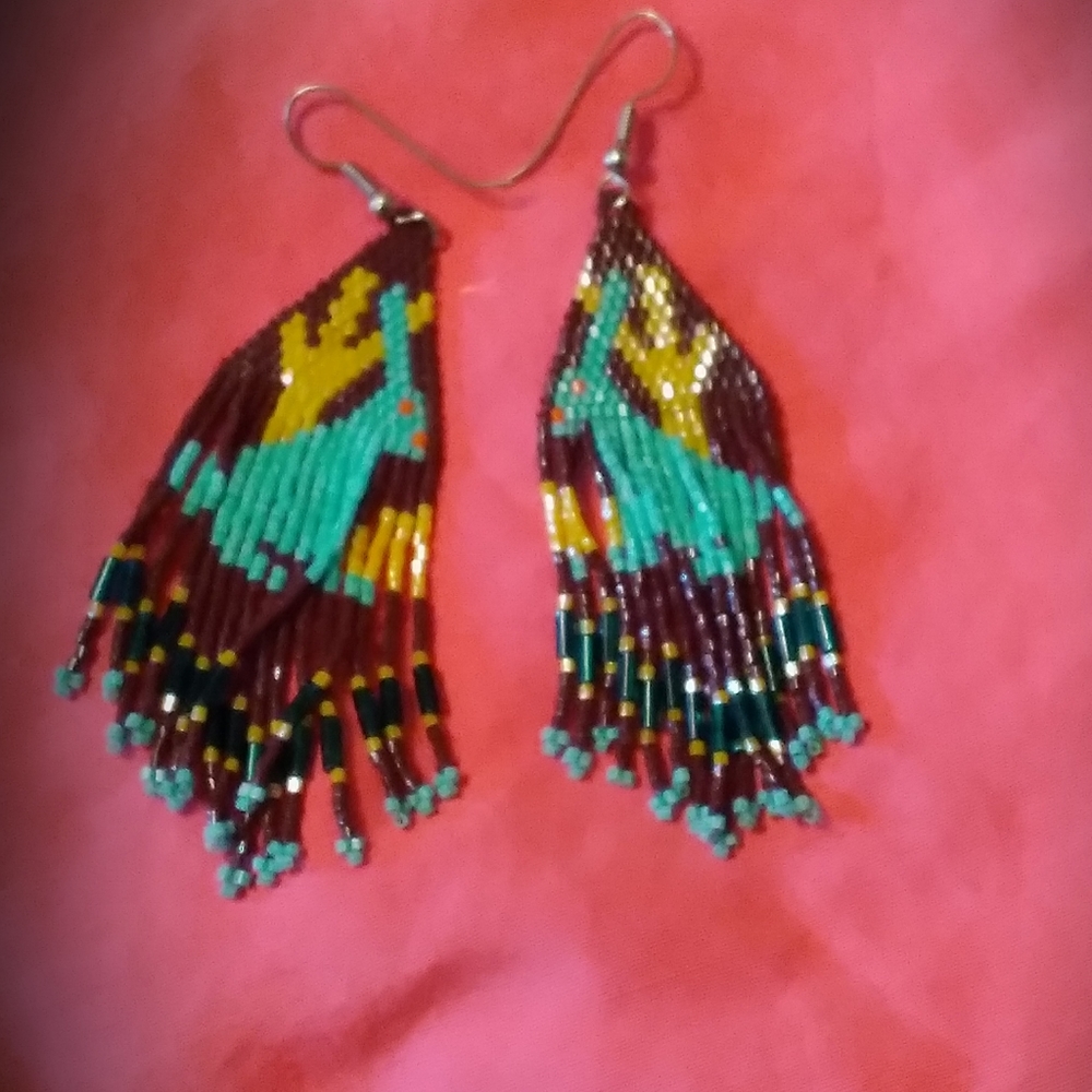 Beaded dangling earrings for pierced